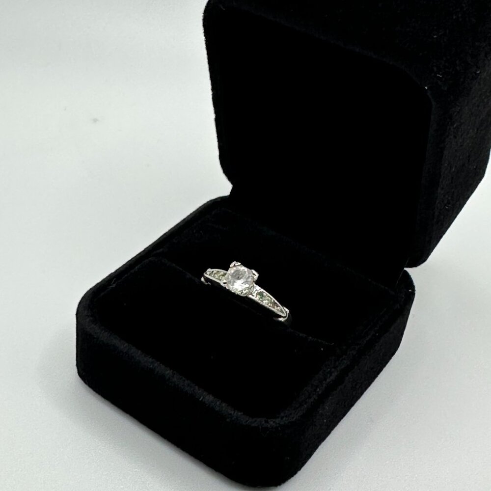Sterling Silver Art Deco Vintage Paste Engagement Ring - Picture 8 of 9